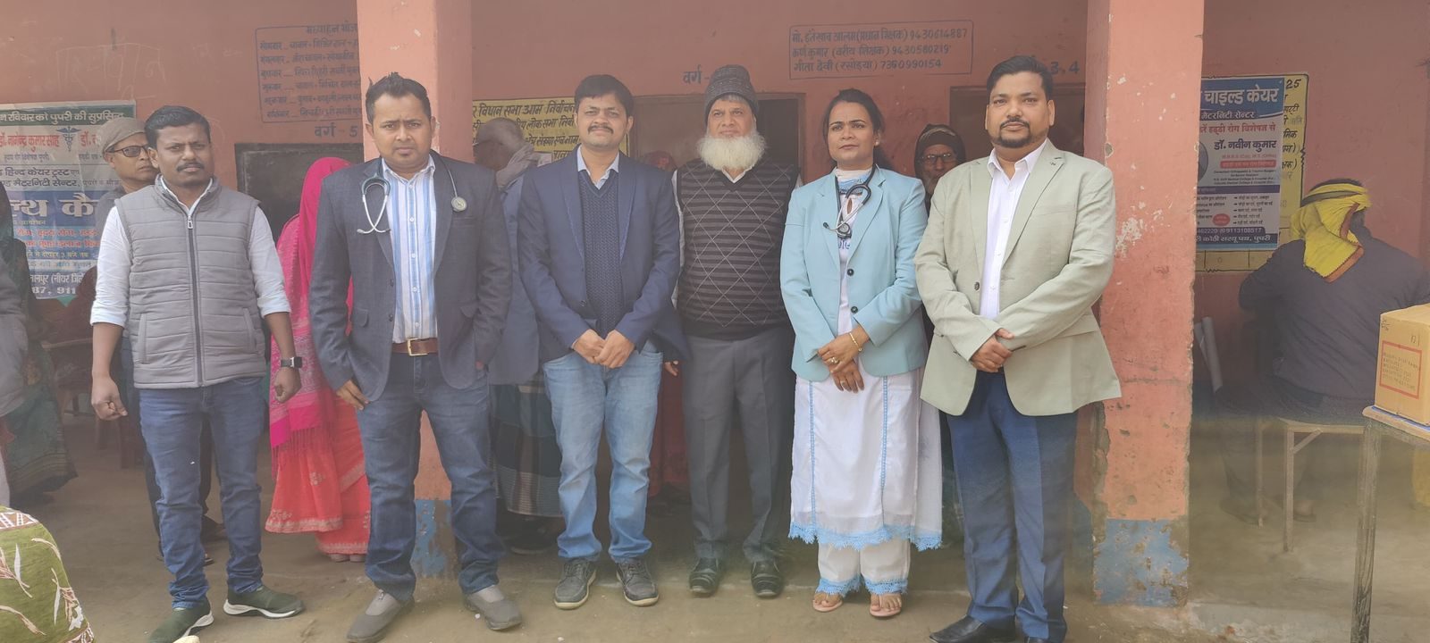 Medical team gathered at the free health camp premises
