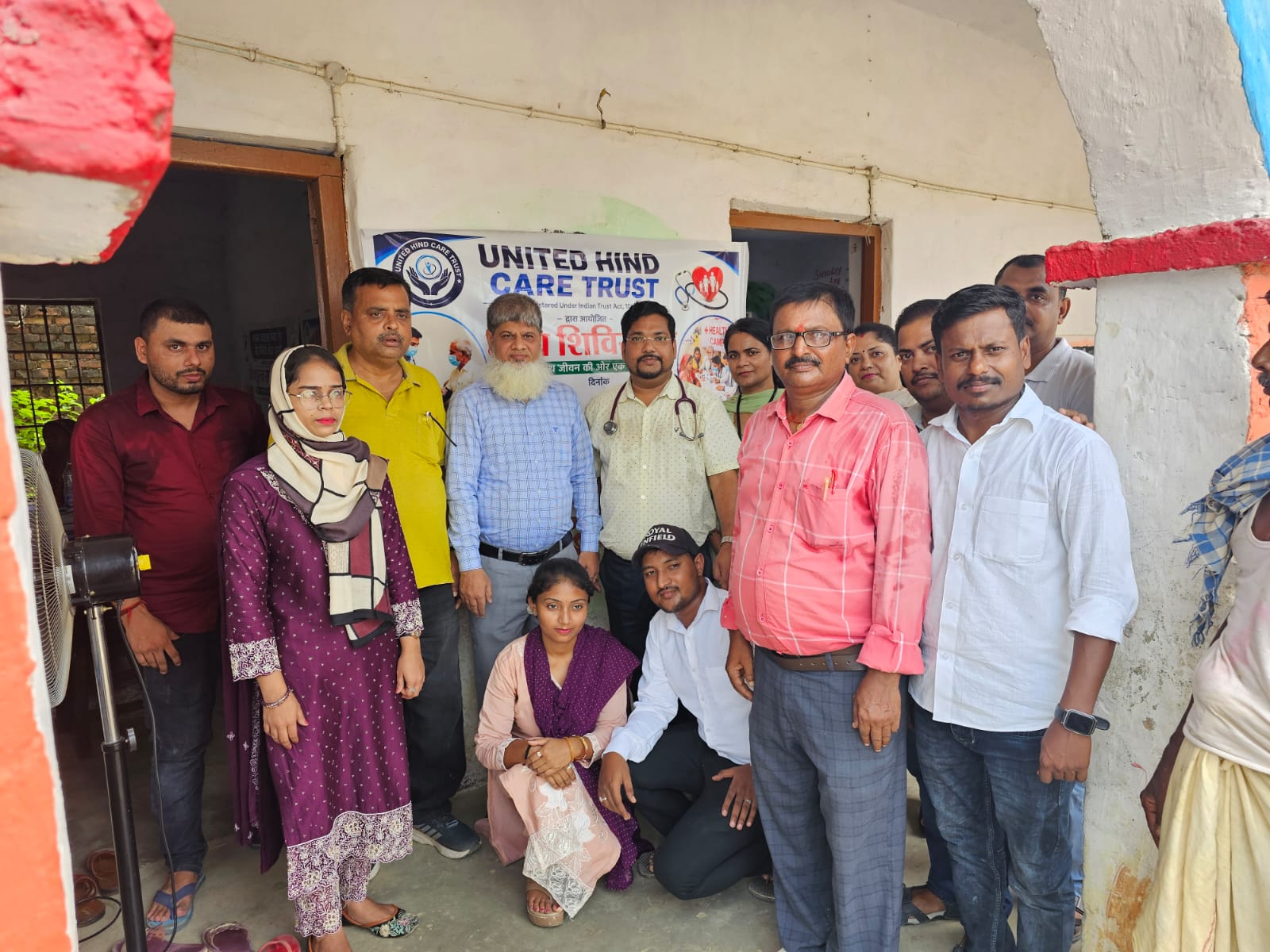 United Hind Care Trust team and volunteers at the health camp, Charaut, Sitamarhi